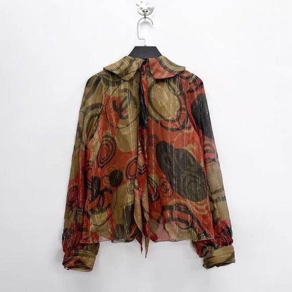 🚩steal authentic CHANEL Multicolor Sheer Blouse - Picture 2 of 7